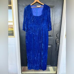 Pretty Handmade Blue Crushed Velvet Mother of the Bride Dress, Vintage